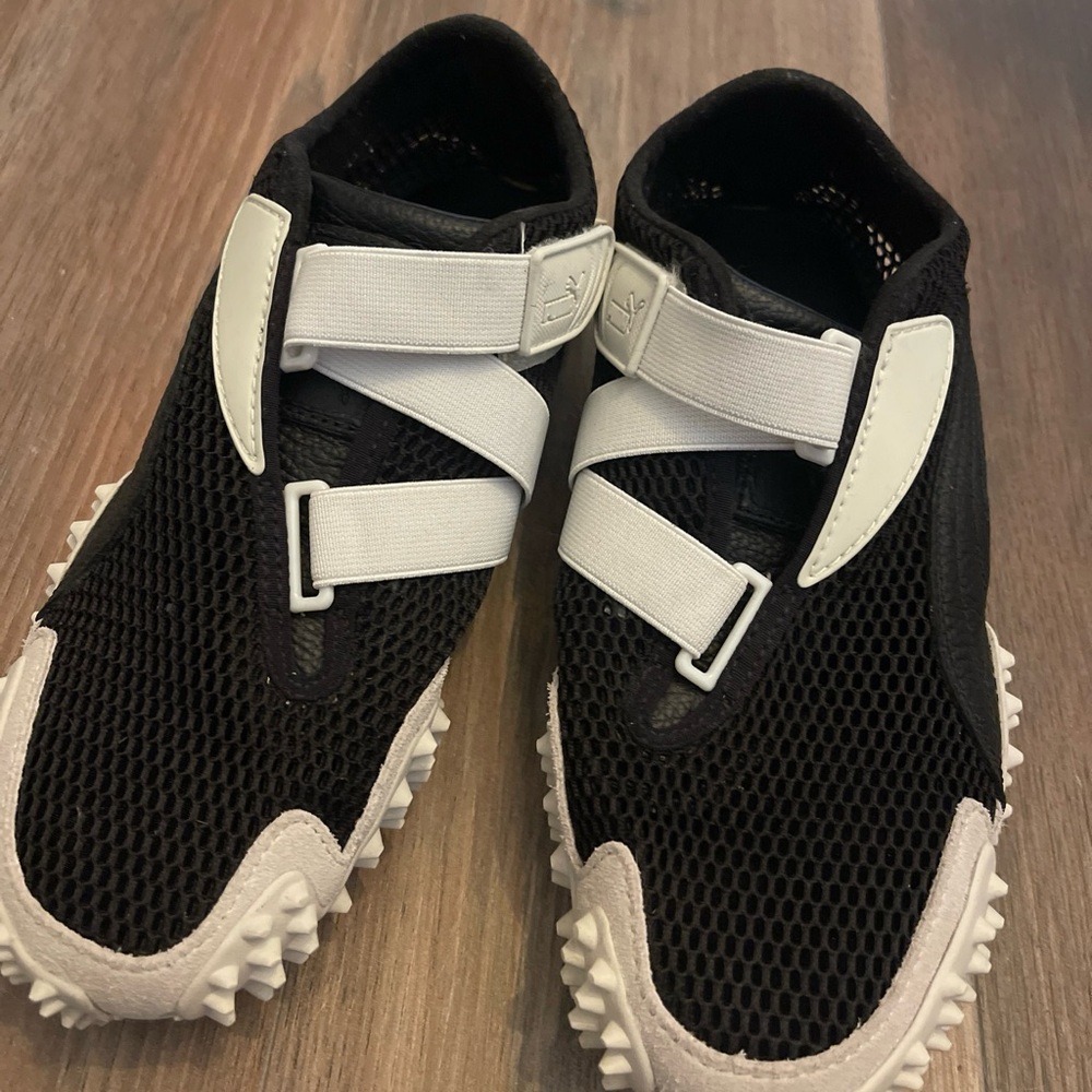 Puma MONSTRO Black Mesh Sneakers with White Straps